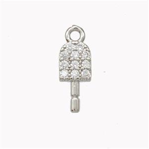 Ice Cream Charms Copper Pendant Pave Zirconia Platinum Plated, approx 6-12.5mm