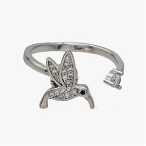 Copper Birds Rings Pave Zirconia Rotatable Adjustable Platinum Plated, approx 11-13mm, 18mm dia