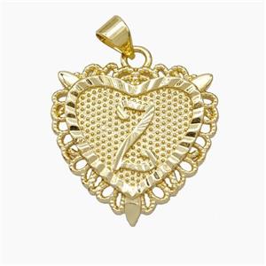 Copper Heart Pendant Letter-Z Gold Plated, approx 22mm