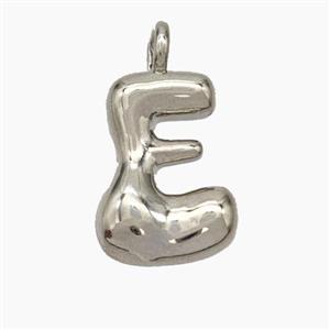 Copper Letter-E Pendant Platinum Plated, approx 13-18mm