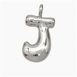 Copper Letter-J Pendant Platinum Plated, approx 13-18mm