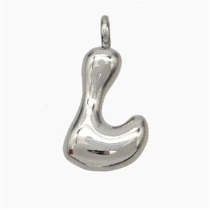 Copper Letter-L Pendant Platinum Plated, approx 13-18mm