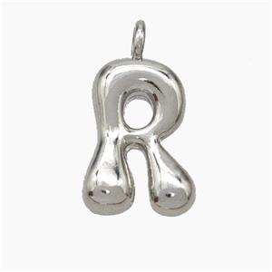 Copper Letter-R Pendant Platinum Plated, approx 13-18mm