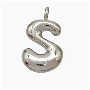 Copper Letter-S Pendant Platinum Plated, approx 13-18mm