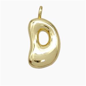 Copper Letter-D Pendant Gold Plated, approx 13-18mm