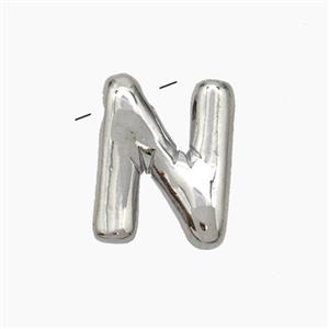 Copper Letter-N Pendant Platinum Plated, approx 10-15mm