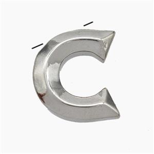 Copper Letter-C Pendant Platinum Plated, approx 15-18mm