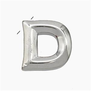 Copper Letter-D Pendant Platinum Plated, approx 15-18mm