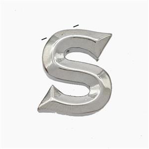 Copper Letter-S Pendant Platinum Plated, approx 15-18mm
