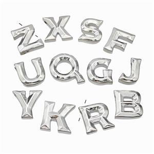 Copper Alphabet Pendant Mixed Letters Platinum Plated, approx 15-18mm