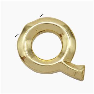 Copper Letter-Q Pendant Gold Plated, approx 15-18mm