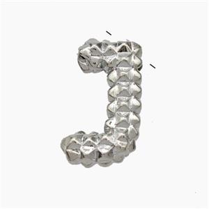 Copper Letter-J Pendant Platinum Plated, approx 13-22mm