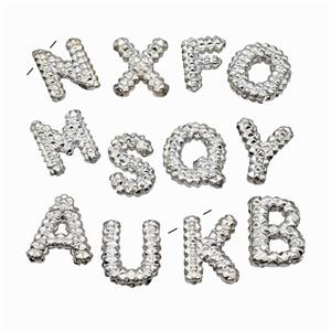 Copper Alphabet Pendant Mix Letters Platinum Plated, approx 13-22mm