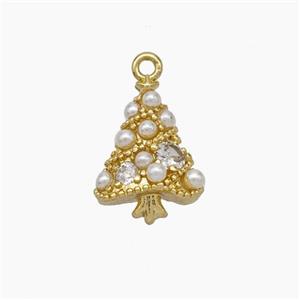 Christmas Tree Charms Copper Pendant Pave Pearlized Resin Gold Plated, approx 10-14mm