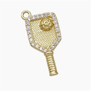 Copper Key Pendant Pave Zirconia Gold Plated, approx 9-18mm