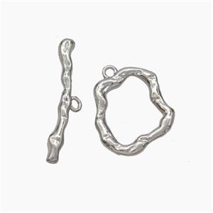 Copper Toggle Clasp Hammered Platinum Plated, approx 15-16mm, 23mm