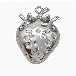 Copper Strawberry Charms Pendant Platinum Plated, approx 18-24mm