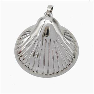 Scallop Shell Charms Copper Pendant Platinum Plated, approx 24-26mm