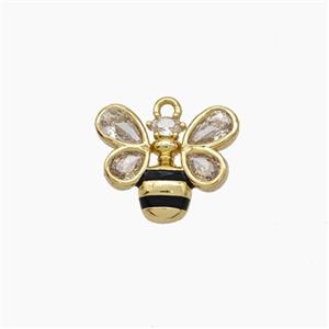 Copper Honeybee Pendant Pave Zirconia Gold Plated, approx 12-14mm