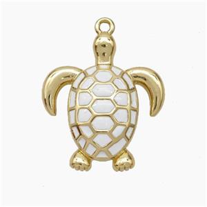 Copper Tortoise Pendant White Enamel Gold Plated, approx 22-26mm