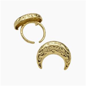 Copper Moon Rings Hammered Gold Plated, approx 20-25mm, 18mm dia