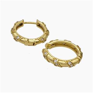 Copper Hoop Earrings Pave Zirconia Gold Plated, approx 4mm, 20mm dia