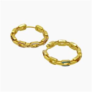 Copper Hoop Earrings Enamel Gold Plated, approx 4mm, 25mm dia