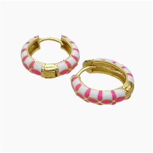 Copper Hoop Earrings Enamel Gold Plated, approx 5mm, 20mm dia