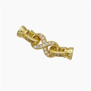 Copper Clasp Pave Zirconia Cord-End Infinity Gold Plated, approx 6-22mm