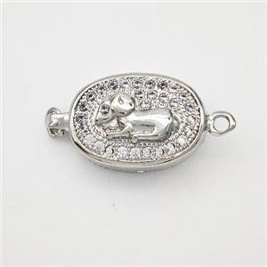 Copper Sheep Connector Pave Zirconia Chinese Zodiac Platinum Plated, approx 10-14mm