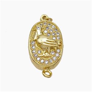 Copper Cock Connector Pave Zirconia Chinese Zodiac Gold Plated, approx 10-14mm