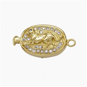 Copper Dog Connector Pave Zirconia Chinese Zodiac Gold Plated, approx 10-14mm