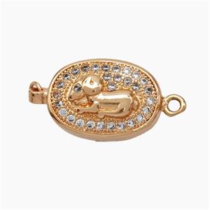 Copper Sheep Connector Pave Zirconia Chinese Zodiac Rose Gold, approx 10-14mm