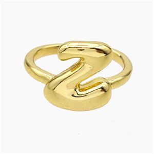 Copper Letter-Z Rings Gold Plated, approx 10-15mm, 18mm dia