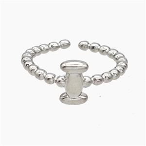 Copper Letter-I Rings Platinum Plated, approx 8-10mm, 18mm dia