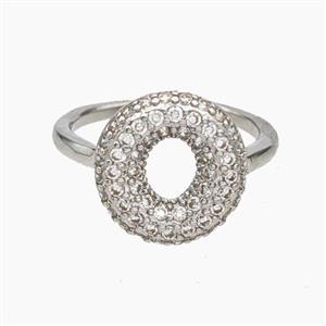 Copper Letter-O Rings Micropave Zirconia Platinum Plated, approx 9-14mm, 18mm dia
