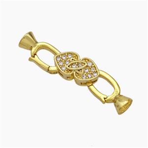 Copper Clasp Pave Zirconia Cord-End Heart Gold Plated, approx 5-10mm, 5-12mm