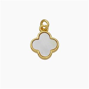 Copper Clover Pendant Pave Shell Gold Plated, approx 8.8mm