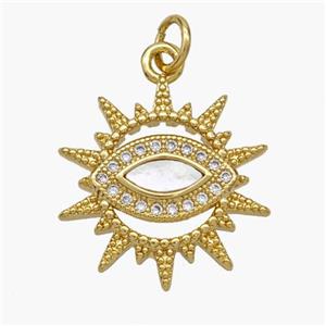 Copper Eye Pendant Pave Shell Zirconia 18K Gold Plated, approx 17-18mm