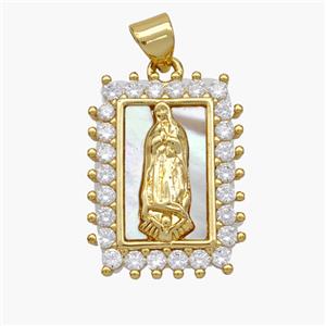 Copper Jesus Pendant Pave Shell Zirconia 18K Gold Plated, approx 15-21mm