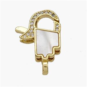 Copper Lobster Clasp Pave Shell 18K Gold Plated, approx 14-20mm