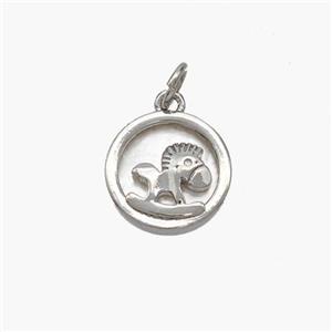 Copper Foal Pendant Pave Shell Horse Platinum Plated, approx 12mm