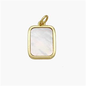 Copper Rectangle Pendant Pave Shell Gold Plated, approx 11-14mm