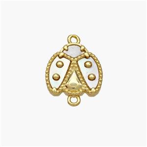 Copper Ladybug Connector Pave Shell Gold Plated, approx 12mm