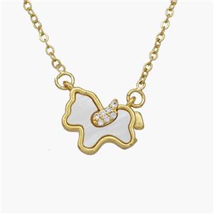 Copper Foal Necklace Pave Shell Horse Gold Plated, approx 11-15mm, 1.2mm, 44cm length