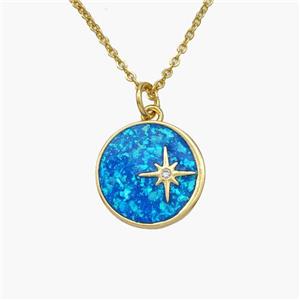 Copper Northstar Necklace Pave Fire Opal Gold Plated, approx 14mm, 1.2mm, 44cm length