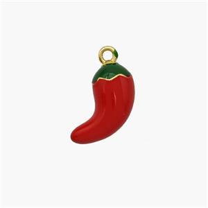 Copper Chili Pendant Red Enamel Gold Plated, approx 6-11mm