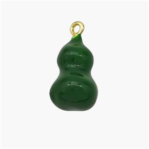 Copper Gourd Pendant Green Enamel Gold Plated, approx 9-15mm