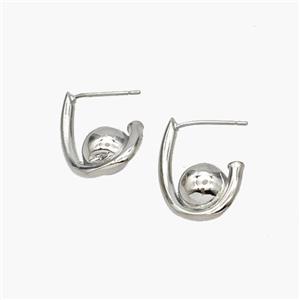 Copper Stud Earrings Platinum Plated, approx 8mm, 14-20mm