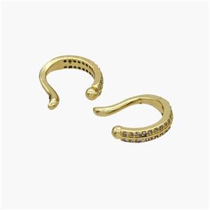 Copper Hook Earrings Pave Zirconia Gold Plated, approx 12-14mm dia